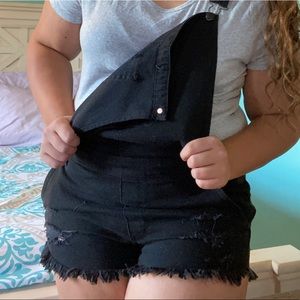 -american eagle black overalls